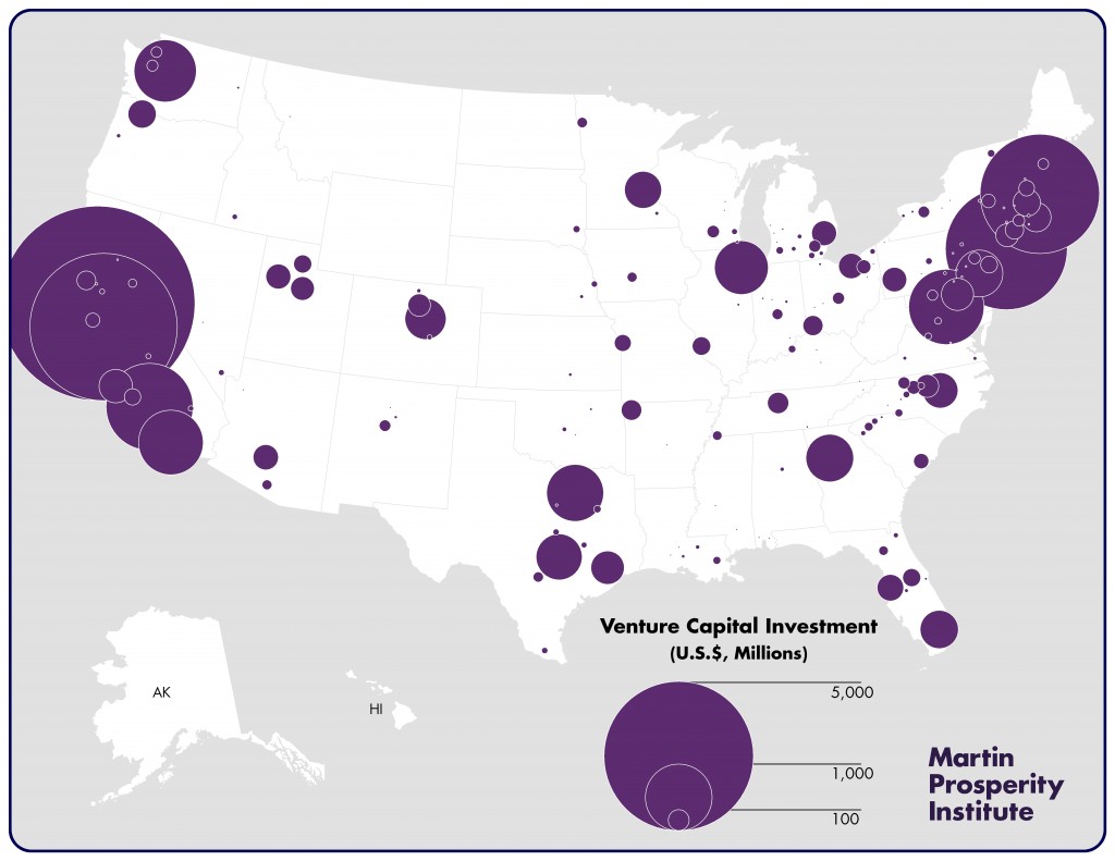 Map of Venture Capital Investment in the United States.